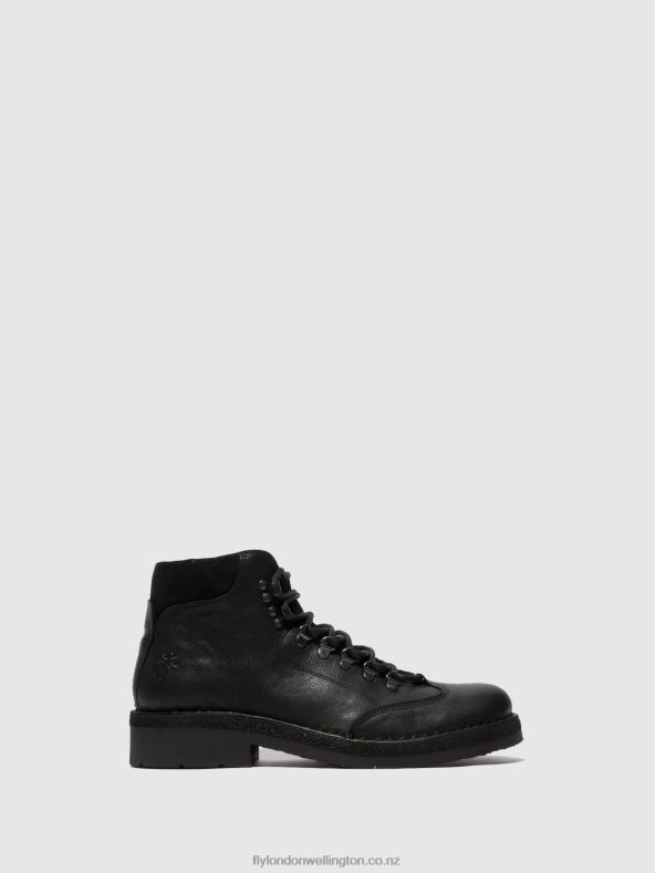 Men Fly London BIO/OILSUEDE (VEGETAL) BLACK Lace-up Ankle Boots REUS075 0B6X4808