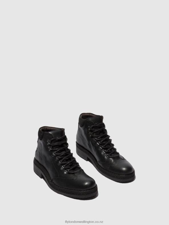 Men Fly London BIO/OILSUEDE (VEGETAL) BLACK Lace-up Ankle Boots REUS075 0B6X4808