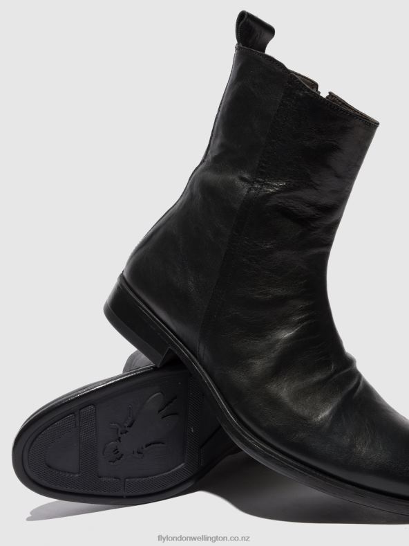 Men Fly London ESTIGMA (VEGETAL) BLACK Chelsea Ankle Boots MELV797 0B6X4804