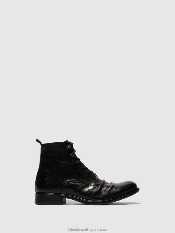 Men Fly London ESTIGMA(VEGETAL) BLACK Lace-up Ankle Boots MYKE660 0B6X4815