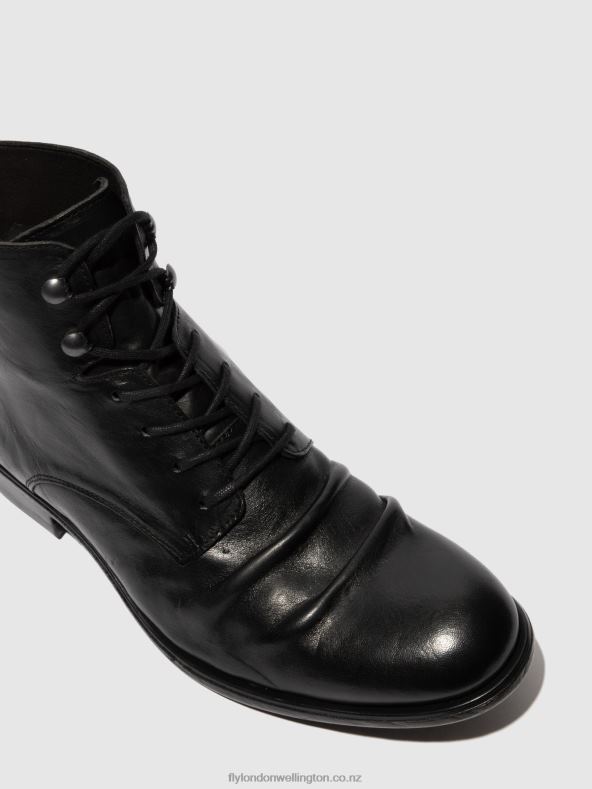 Men Fly London ESTIGMA(VEGETAL) BLACK Lace-up Ankle Boots MYKE660 0B6X4815