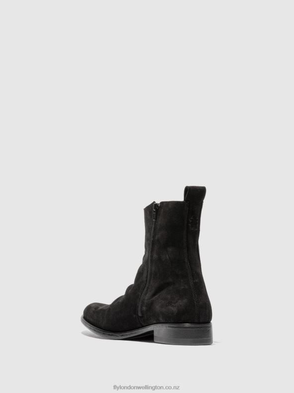 Men Fly London OILSUEDE (VEGETAL) BLACK Chelsea Ankle Boots MELV797 0B6X4812