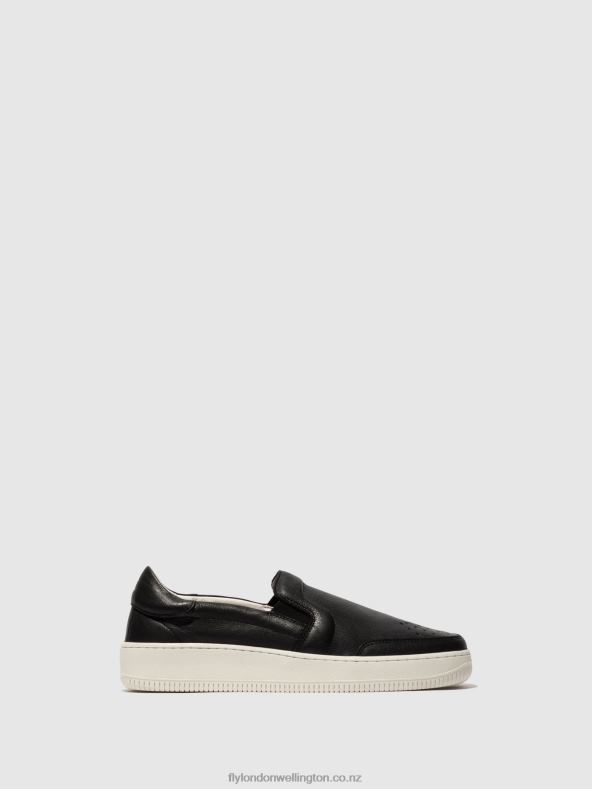 Men Fly London BLACK Slip-on Trainers BOWL515 0B6X4837