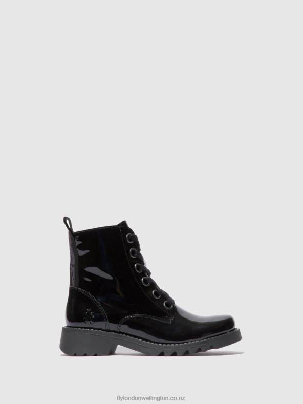 Women Fly London ATLANTIS BLACK (BLACK SOLE) Lace-up Ankle Boots RAGI539 0B6X4175