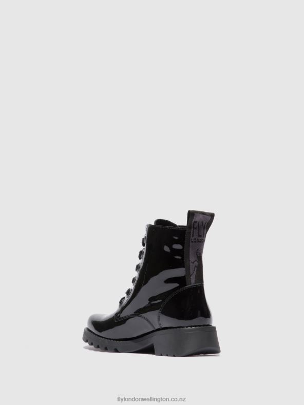 Women Fly London ATLANTIS BLACK (BLACK SOLE) Lace-up Ankle Boots RAGI539 0B6X4175
