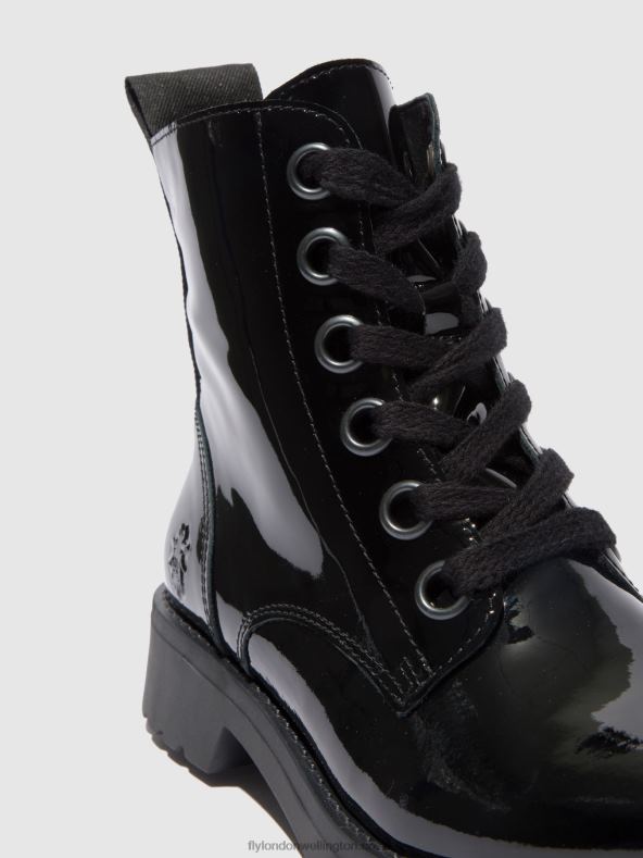 Women Fly London ATLANTIS BLACK (BLACK SOLE) Lace-up Ankle Boots RAGI539 0B6X4175
