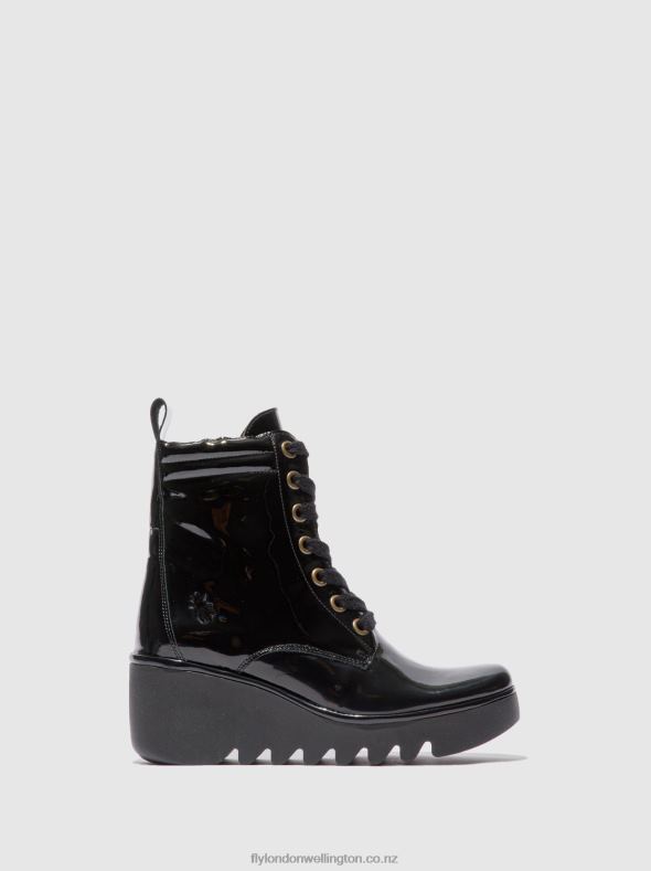 Women Fly London ATLANTIS BLACK Lace-up Ankle Boots BIAZ329 0B6X4210