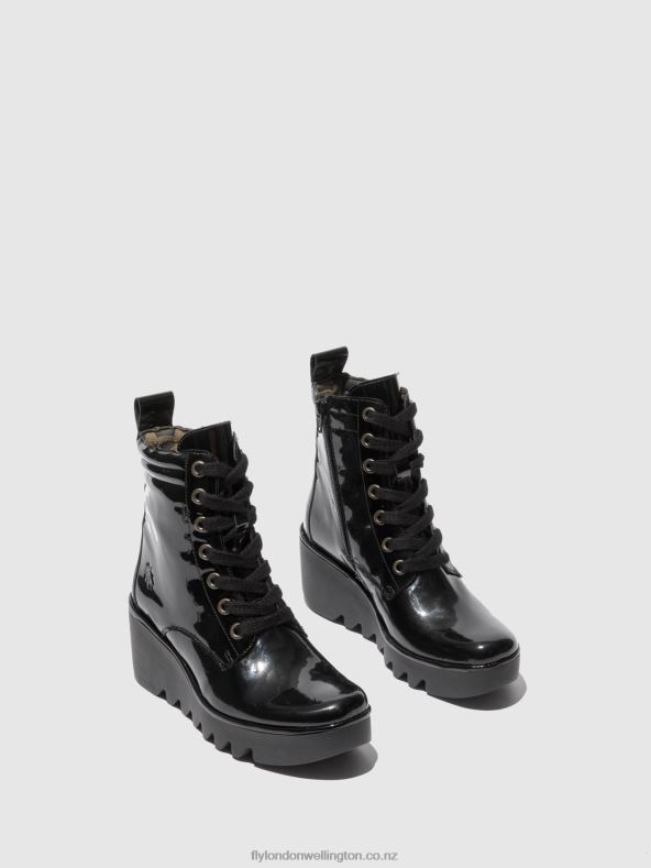 Women Fly London ATLANTIS BLACK Lace-up Ankle Boots BIAZ329 0B6X4210