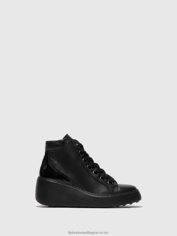 Women Fly London BLACK (BLACK SOLE) Lace-up Ankle Boots DICE468 0B6X4108