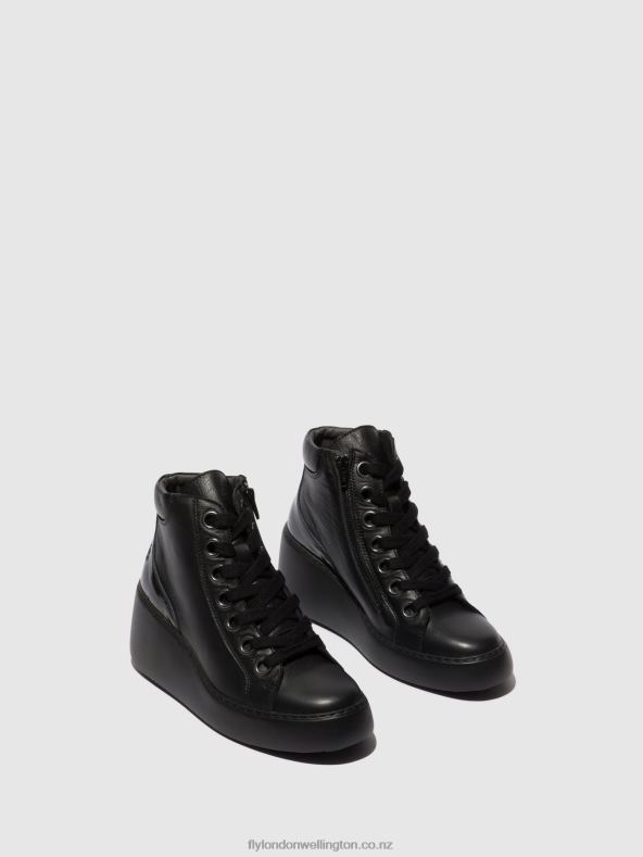 Women Fly London BLACK (BLACK SOLE) Lace-up Ankle Boots DICE468 0B6X4108