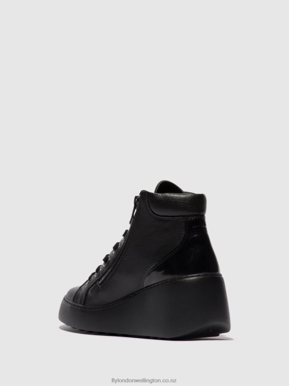Women Fly London BLACK (BLACK SOLE) Lace-up Ankle Boots DICE468 0B6X4108