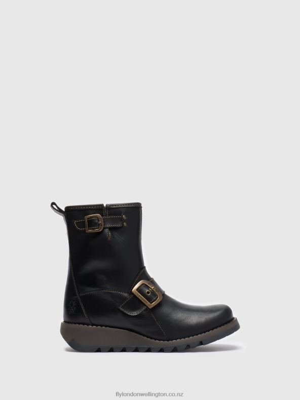 Women Fly London BLACK Buckle Ankle Boots SINO525 0B6X4282