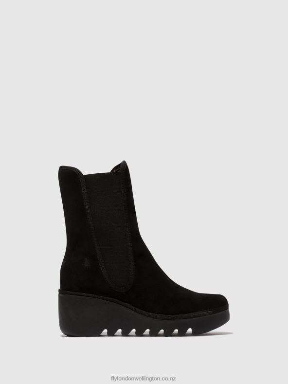 Women Fly London BLACK Chelsea Ankle Boots BYRO395 0B6X4145