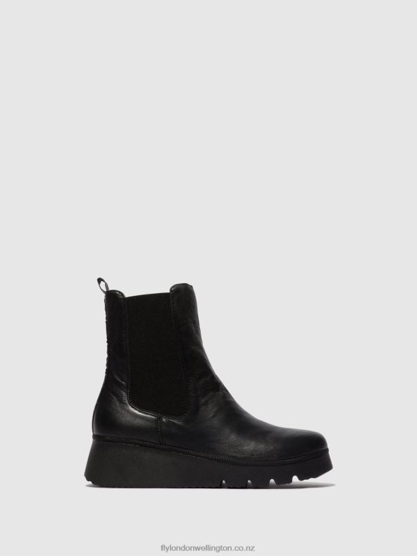Women Fly London BLACK Chelsea Ankle Boots PATY405 0B6X49