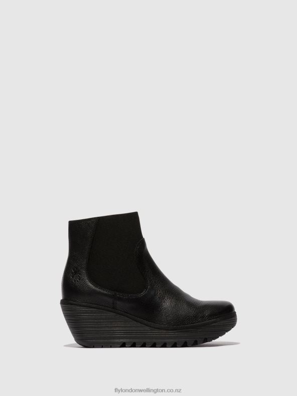 Women Fly London BLACK Chelsea Ankle Boots YADE398 0B6X47
