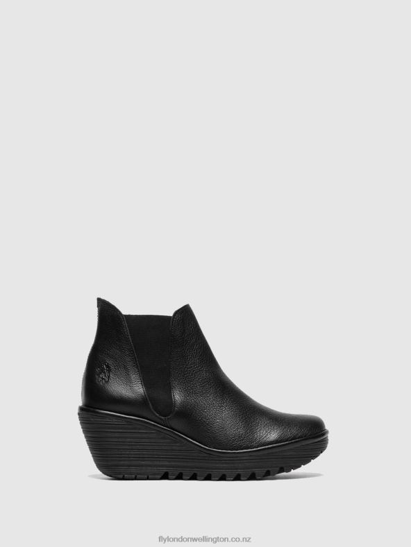 Women Fly London BLACK Chelsea Ankle Boots YOSS 0B6X4281