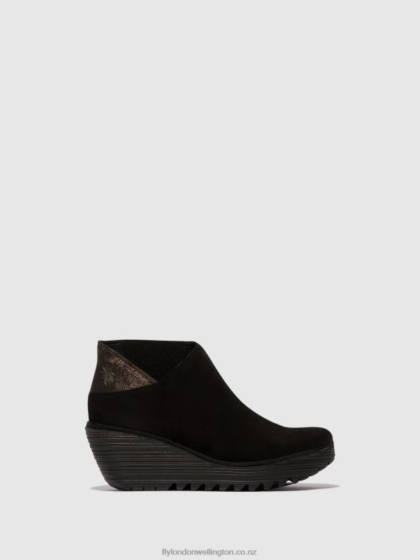 Women Fly London BLACK/GRAPHITE Zip Up Ankle Boots YEGO400 0B6X435