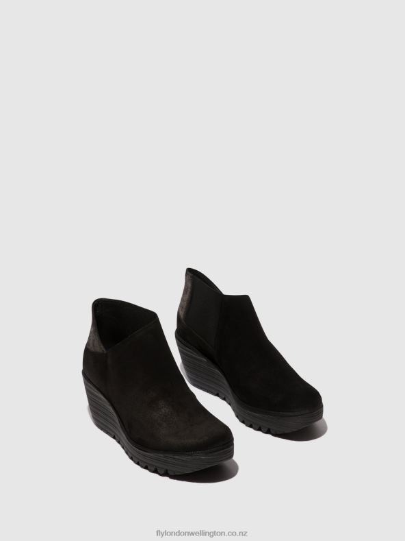 Women Fly London BLACK/GRAPHITE Zip Up Ankle Boots YEGO400 0B6X435