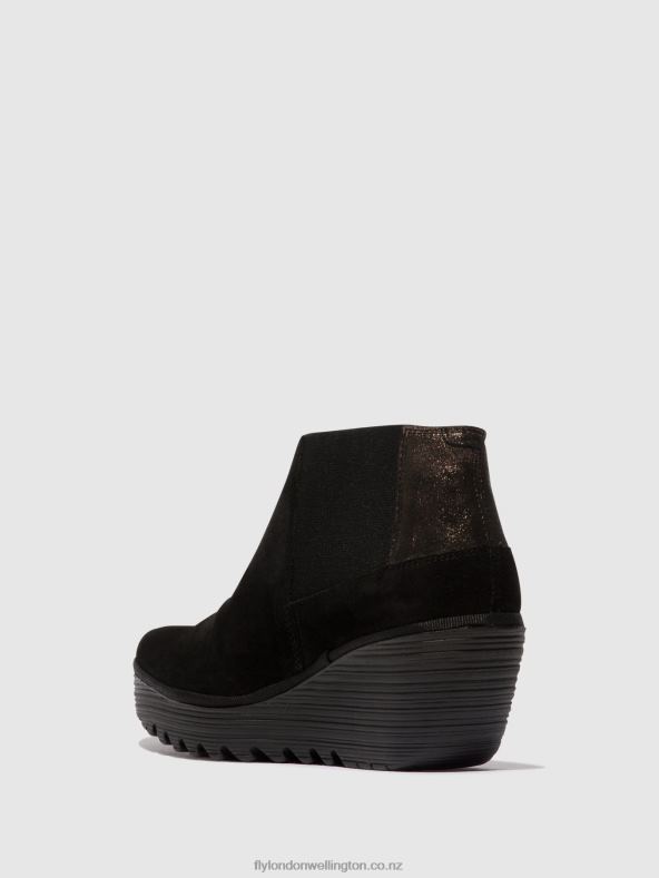 Women Fly London BLACK/GRAPHITE Zip Up Ankle Boots YEGO400 0B6X435