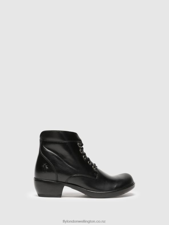 Women Fly London BLACK Lace-up Ankle Boots MESU780 0B6X4268