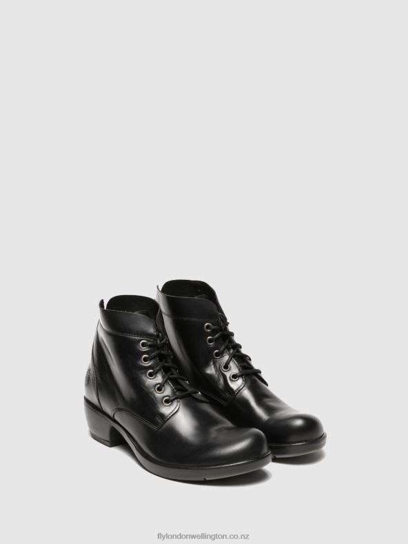 Women Fly London BLACK Lace-up Ankle Boots MESU780 0B6X4268