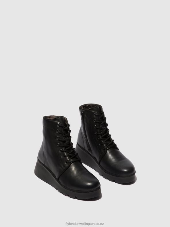 Women Fly London BLACK Lace-up Ankle Boots PALL404 0B6X411