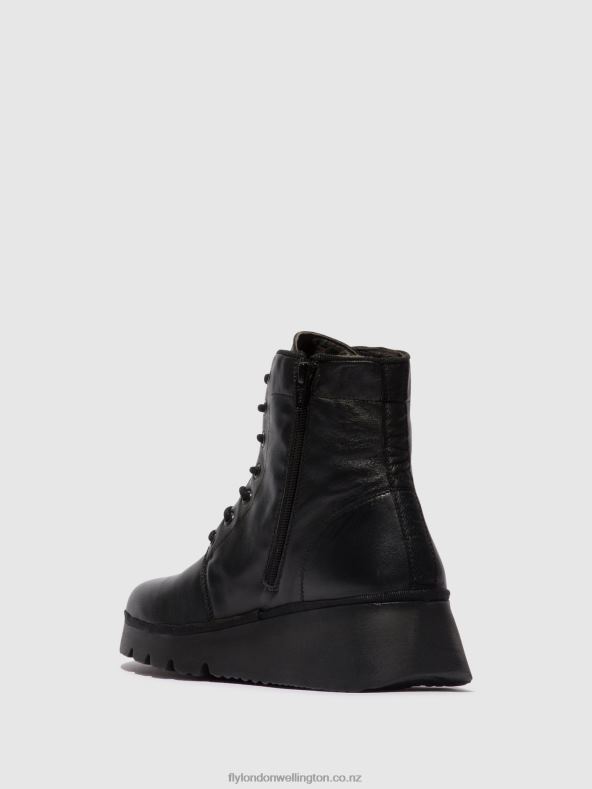 Women Fly London BLACK Lace-up Ankle Boots PALL404 0B6X411