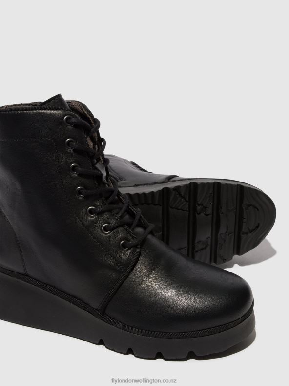 Women Fly London BLACK Lace-up Ankle Boots PALL404 0B6X411