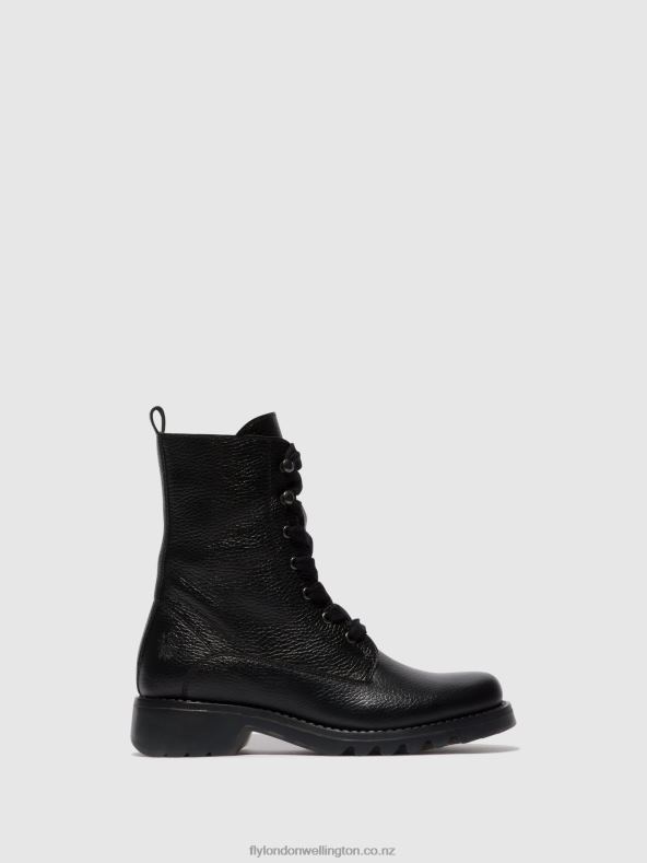 Women Fly London BLACK Lace-up Ankle Boots REID893 0B6X491