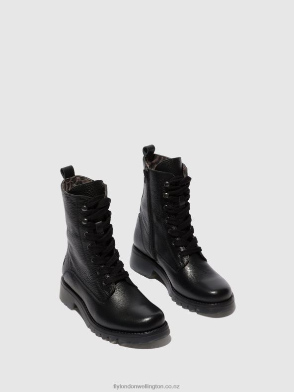 Women Fly London BLACK Lace-up Ankle Boots REID893 0B6X491