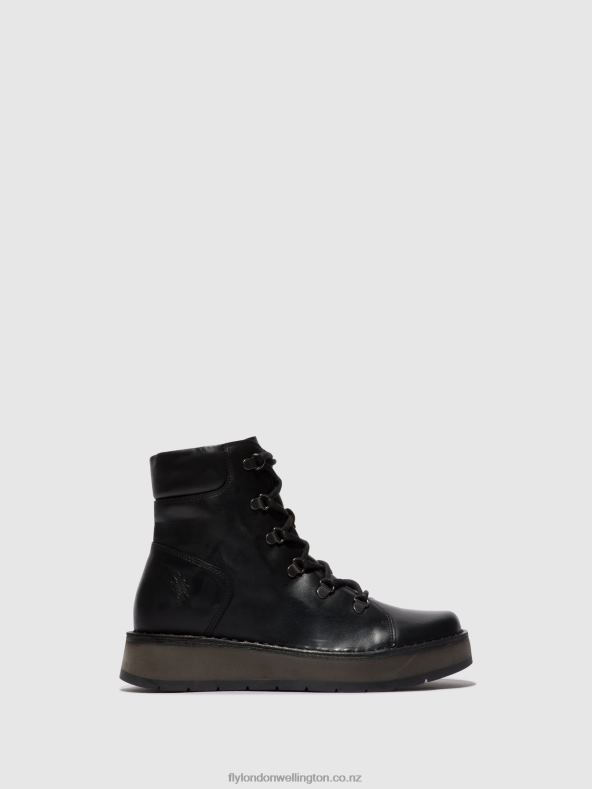 Women Fly London BLACK Lace-up Ankle Boots ROXY094 0B6X487