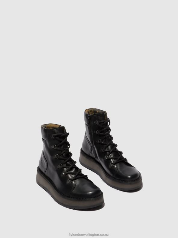 Women Fly London BLACK Lace-up Ankle Boots ROXY094 0B6X487