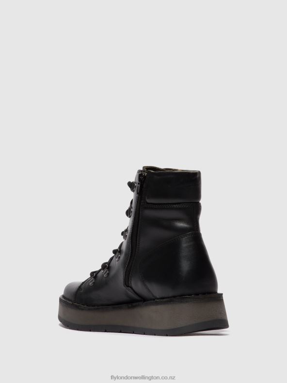 Women Fly London BLACK Lace-up Ankle Boots ROXY094 0B6X487