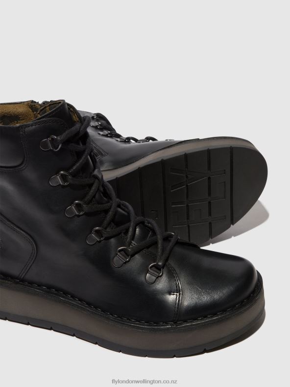Women Fly London BLACK Lace-up Ankle Boots ROXY094 0B6X487