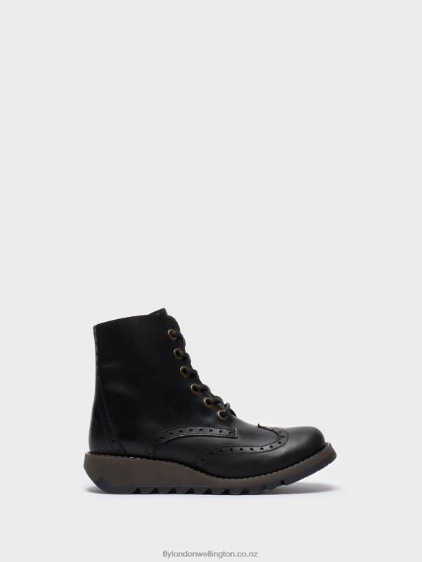 Women Fly London BLACK Lace-up Ankle Boots SARL069 0B6X4254