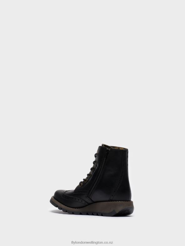 Women Fly London BLACK Lace-up Ankle Boots SARL069 0B6X4254