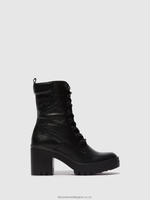 Women Fly London BLACK Lace-up Ankle Boots TIEL642 0B6X485