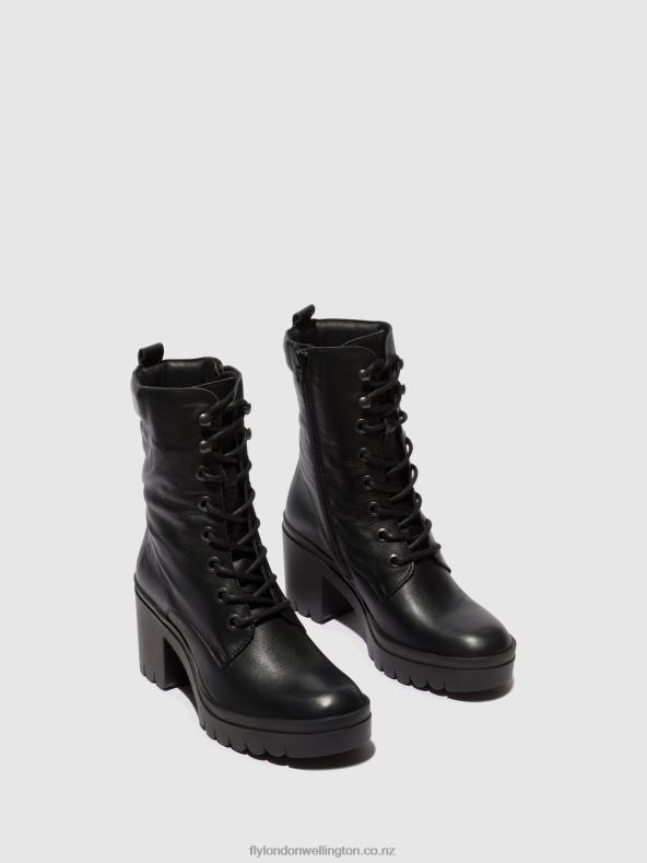 Women Fly London BLACK Lace-up Ankle Boots TIEL642 0B6X485