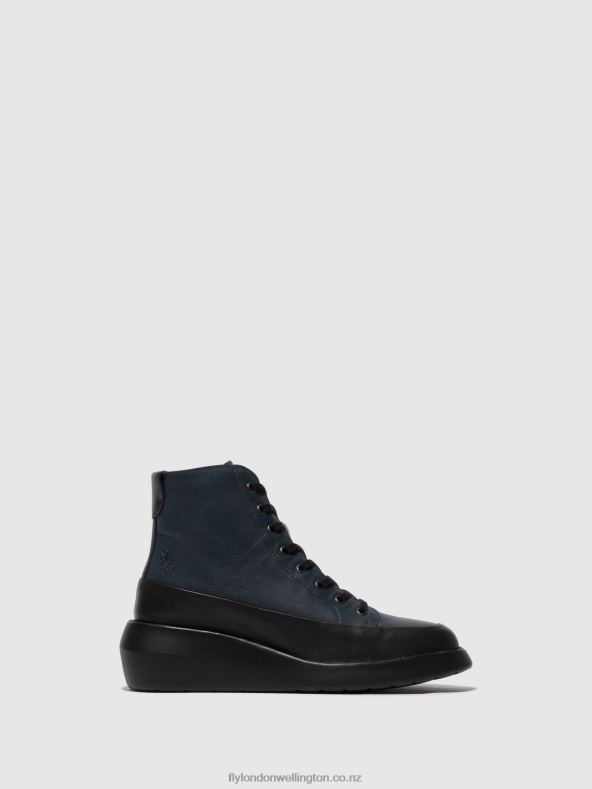 Women Fly London BLACK/NAVY Lace-up Ankle Boots BOZE515 0B6X4106