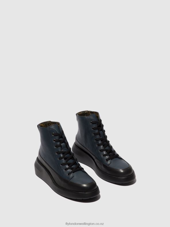 Women Fly London BLACK/NAVY Lace-up Ankle Boots BOZE515 0B6X4106