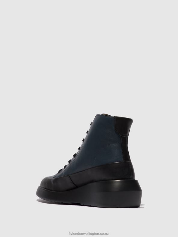 Women Fly London BLACK/NAVY Lace-up Ankle Boots BOZE515 0B6X4106