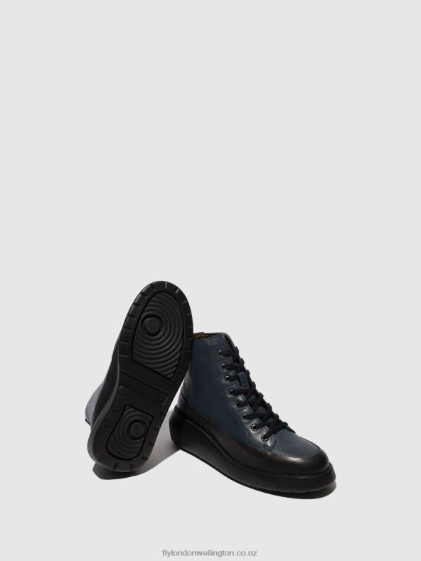Women Fly London BLACK/NAVY Lace-up Ankle Boots BOZE515 0B6X4106