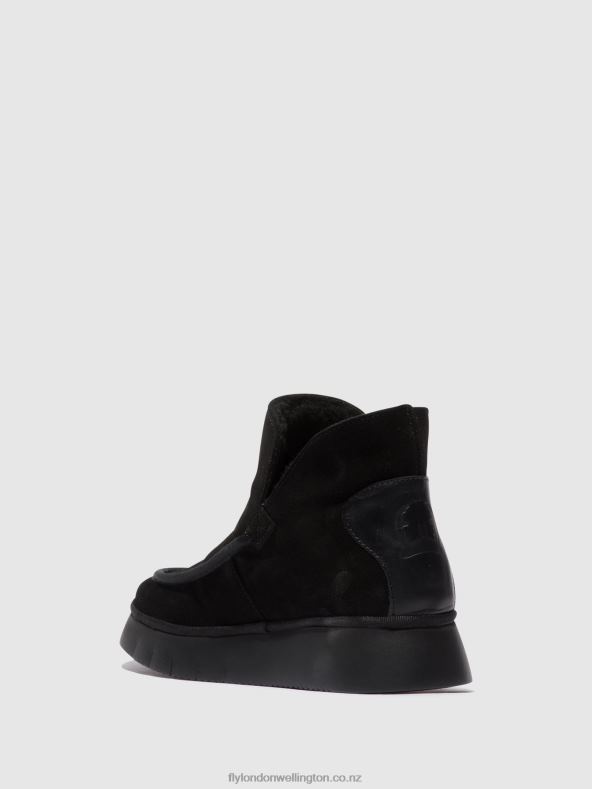 Women Fly London BLACK Round Toe Ankle Boots COZE348 0B6X482