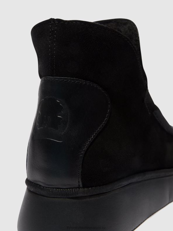 Women Fly London BLACK Round Toe Ankle Boots COZE348 0B6X482