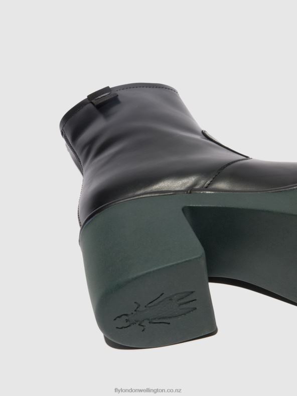 Women Fly London BLACK (TEAL SOLE) Zip Up Ankle Boots MOGE250 0B6X451