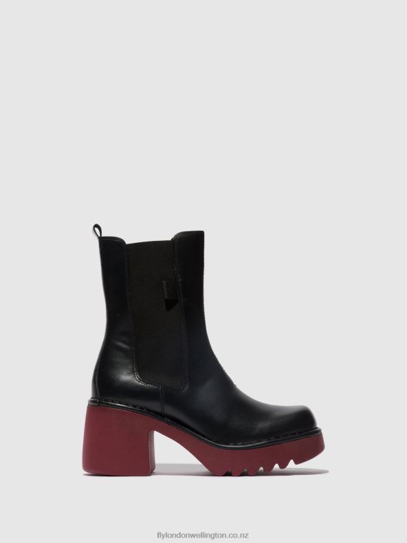 Women Fly London BLACK (WINE SOLE) Chelsea Ankle Boots MOYA25 0B6X4129