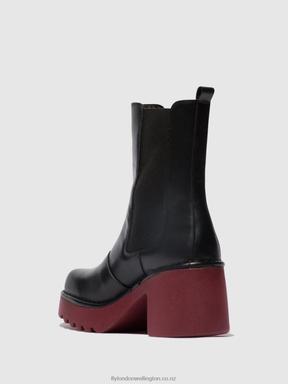 Women Fly London BLACK (WINE SOLE) Chelsea Ankle Boots MOYA25 0B6X4129