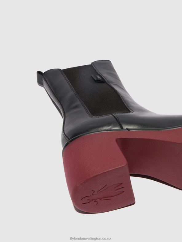 Women Fly London BLACK (WINE SOLE) Chelsea Ankle Boots MOYA25 0B6X4129