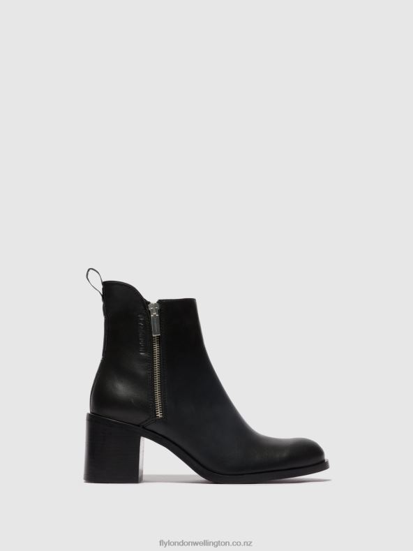 Women Fly London BLACK Zip Up Ankle Boots ADER912 0B6X478
