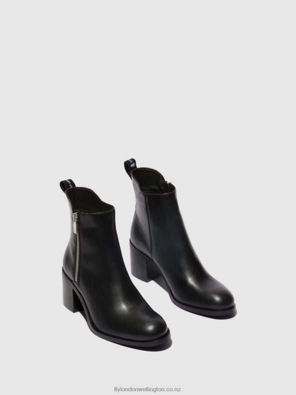 Women Fly London BLACK Zip Up Ankle Boots ADER912 0B6X478